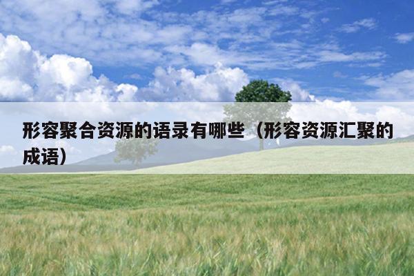 形容聚合资源的语录有哪些(形容资源汇聚的成语) 形容聚合资源的语录有哪些(形容资源汇聚的成语)