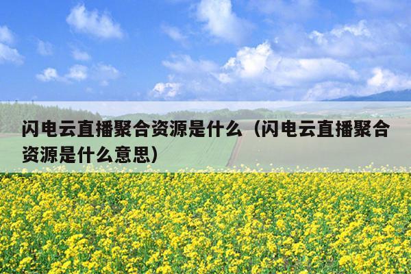 闪电云直播聚合资源是什么(闪电云直播聚合资源是什么意思) 闪电云直播聚合资源是什么(闪电云直播聚合资源是什么意思)