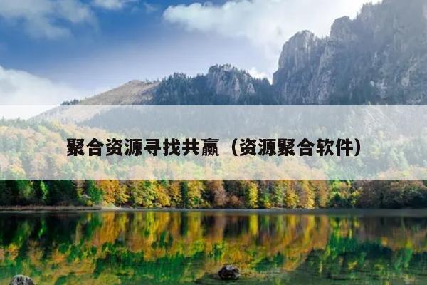 聚合资源寻找共赢(资源聚合软件) 聚合资源寻找共赢(资源聚合软件)