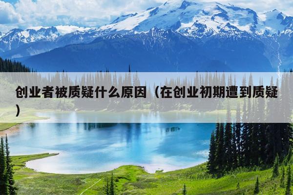 创业者被质疑什么原因（在创业初期遭到质疑）
