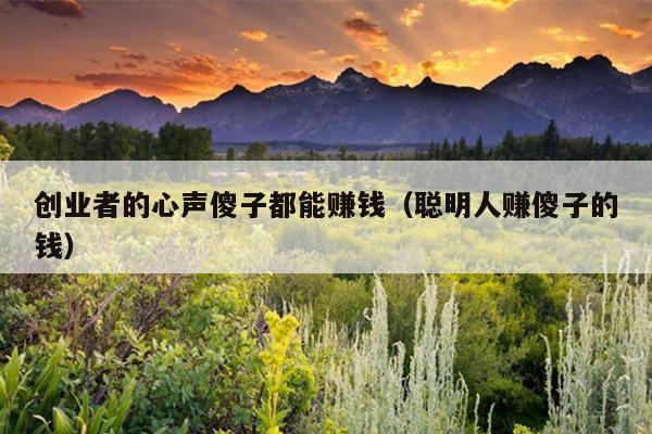 创业者的心声傻子都能赚钱（聪明人赚傻子的钱）