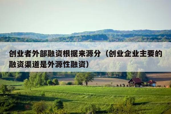 创业者外部融资根据来源分(创业企业主要的融资渠道是外源性融资) 创业者外部融资根据来源分(创业企业主要的融资渠道是外源性融资)