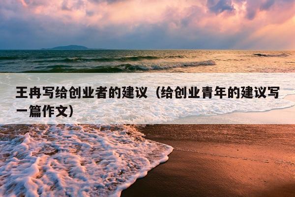 王冉写给创业者的建议(给创业青年的建议写一篇作文) 王冉写给创业者的建议(给创业青年的建议写一篇作文)