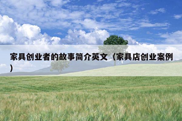 家具创业者的故事简介英文（家具店创业案例）