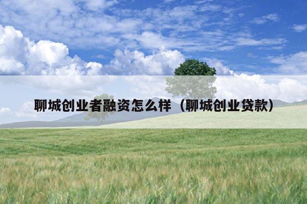 聊城创业者融资怎么样（聊城创业贷款）