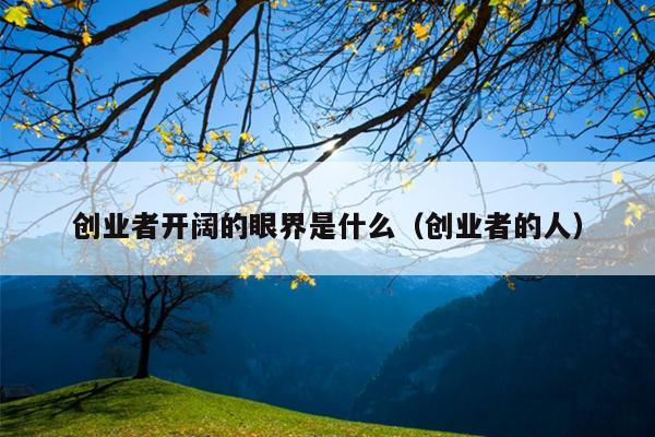 创业者开阔的眼界是什么（创业者的人）