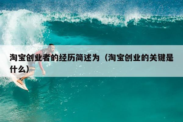 淘宝创业者的经历简述为(淘宝创业的关键是什么) 淘宝创业者的经历简述为(淘宝创业的关键是什么)