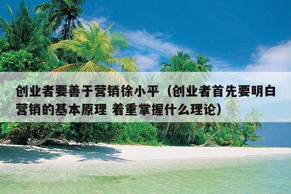 创业者要善于营销徐小平(创业者首先要明白营销的基本原理 着重掌握什么理论) 创业者要善于营销徐小平(创业者首先要明白营销的基本原理 着重掌握什么理论)