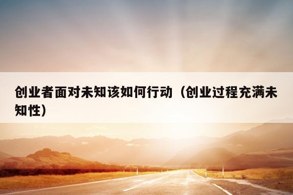 创业者面对未知该如何行动(创业过程充满未知性) 创业者面对未知该如何行动(创业过程充满未知性)