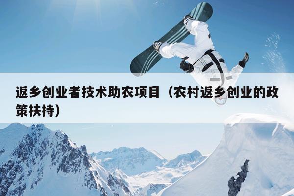 返乡创业者技术助农项目(农村返乡创业的政策扶持) 返乡创业者技术助农项目(农村返乡创业的政策扶持)