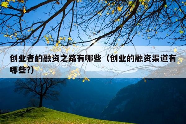 创业者的融资之路有哪些(创业的融资渠道有哪些?) 创业者的融资之路有哪些(创业的融资渠道有哪些?)