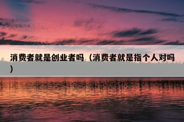 消费者就是创业者吗（消费者就是指个人对吗）