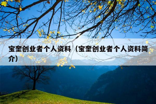 宝奎创业者个人资料(宝奎创业者个人资料简介) 宝奎创业者个人资料(宝奎创业者个人资料简介)