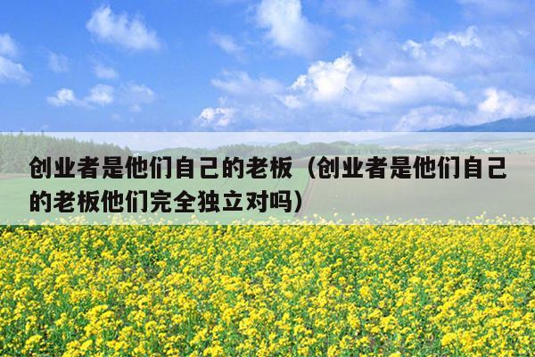 创业者是他们自己的老板(创业者是他们自己的老板他们完全独立对吗) 创业者是他们自己的老板(创业者是他们自己的老板他们完全独立对吗)