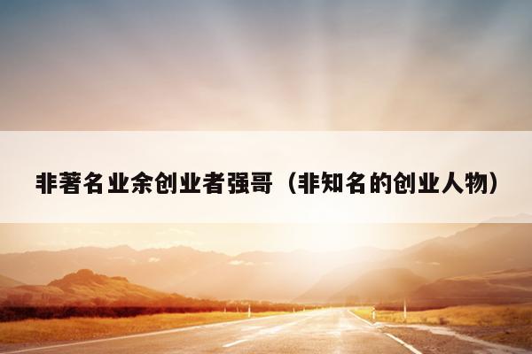 非著名业余创业者强哥(非知名的创业人物) 非著名业余创业者强哥(非知名的创业人物)