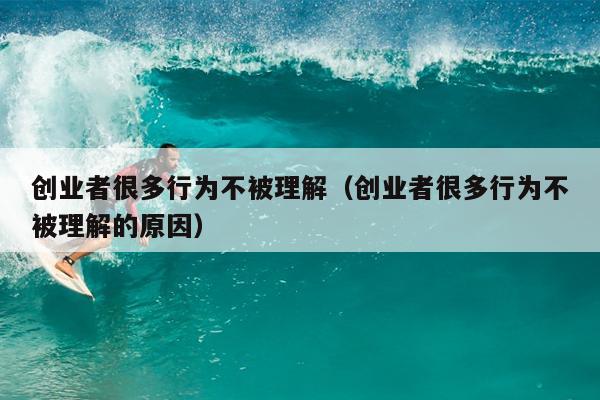 创业者很多行为不被理解（创业者很多行为不被理解的原因）