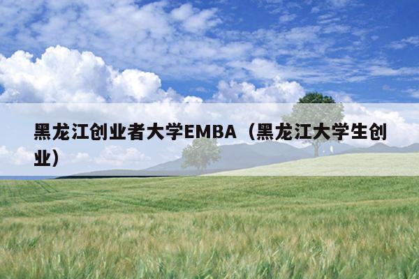 黑龙江创业者大学EMBA(黑龙江大学生创业) 黑龙江创业者大学EMBA(黑龙江大学生创业)
