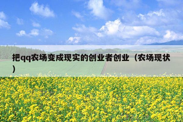 把qq农场变成现实的创业者创业（农场现状）