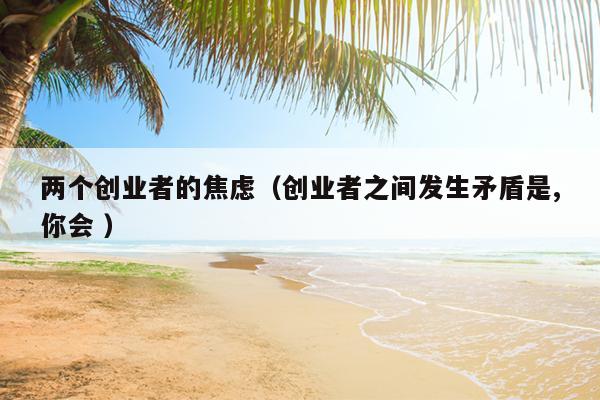 两个创业者的焦虑(创业者之间发生矛盾是,你会 ) 两个创业者的焦虑(创业者之间发生矛盾是,你会 )