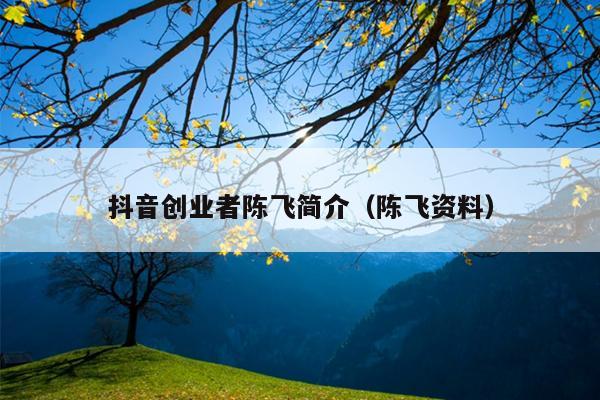 抖音创业者陈飞简介(陈飞资料) 抖音创业者陈飞简介(陈飞资料)
