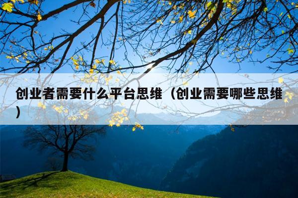 创业者需要什么平台思维（创业需要哪些思维）