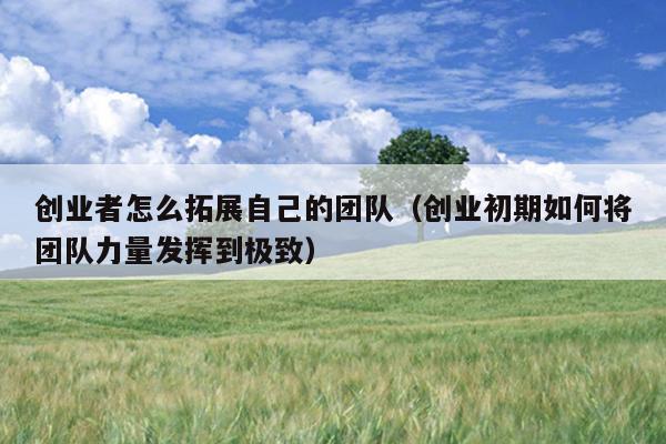创业者怎么拓展自己的团队(创业初期如何将团队力量发挥到极致) 创业者怎么拓展自己的团队(创业初期如何将团队力量发挥到极致)
