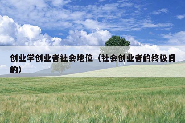 创业学创业者社会地位(社会创业者的终极目的) 创业学创业者社会地位(社会创业者的终极目的)
