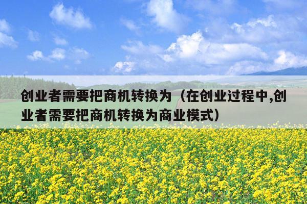 创业者需要把商机转换为（在创业过程中,创业者需要把商机转换为商业模式）
