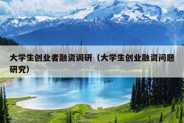 大学生创业者融资调研(大学生创业融资问题研究) 大学生创业者融资调研(大学生创业融资问题研究)