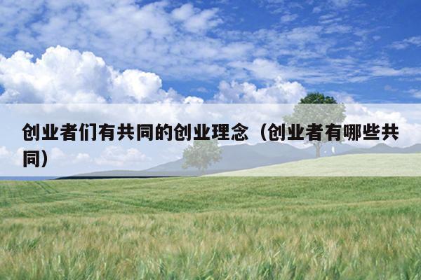 创业者们有共同的创业理念(创业者有哪些共同) 创业者们有共同的创业理念(创业者有哪些共同)