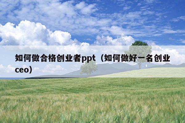 如何做合格创业者ppt(如何做好一名创业ceo) 如何做合格创业者ppt(如何做好一名创业ceo)