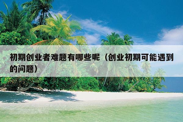 初期创业者难题有哪些呢(创业初期可能遇到的问题) 初期创业者难题有哪些呢(创业初期可能遇到的问题)