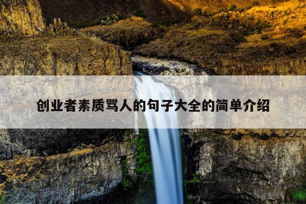 创业者素质骂人的句子大全的简单介绍 创业者素质骂人的句子大全的简单介绍