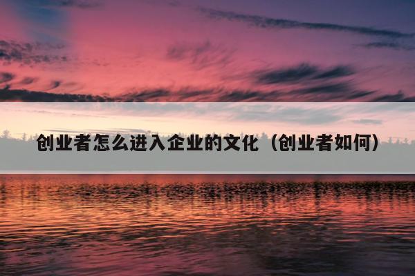 创业者怎么进入企业的文化（创业者如何）