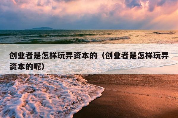 创业者是怎样玩弄资本的（创业者是怎样玩弄资本的呢）