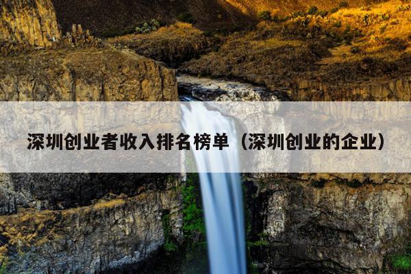 深圳创业者收入排名榜单(深圳创业的企业) 深圳创业者收入排名榜单(深圳创业的企业)