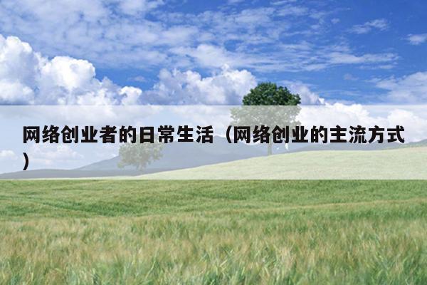 网络创业者的日常生活(网络创业的主流方式) 网络创业者的日常生活(网络创业的主流方式)