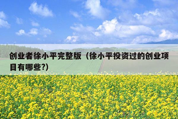 创业者徐小平完整版(徐小平投资过的创业项目有哪些?) 创业者徐小平完整版(徐小平投资过的创业项目有哪些?)