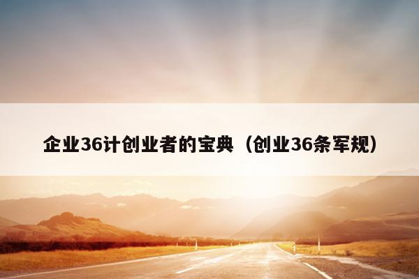 企业36计创业者的宝典（创业36条军规）
