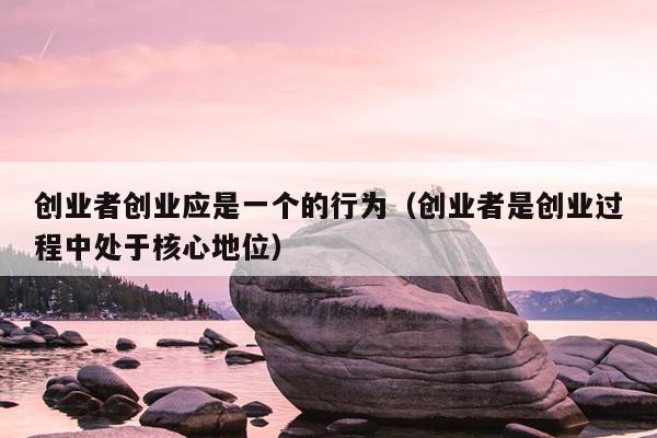 创业者创业应是一个的行为(创业者是创业过程中处于核心地位) 创业者创业应是一个的行为(创业者是创业过程中处于核心地位)