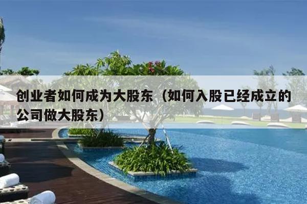 创业者如何成为大股东(如何入股已经成立的公司做大股东) 创业者如何成为大股东(如何入股已经成立的公司做大股东)