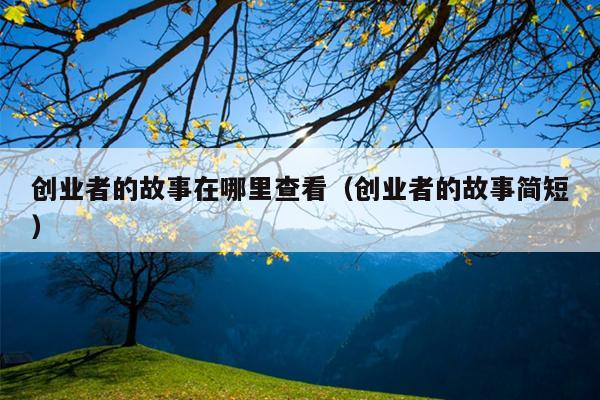 创业者的故事在哪里查看（创业者的故事简短）