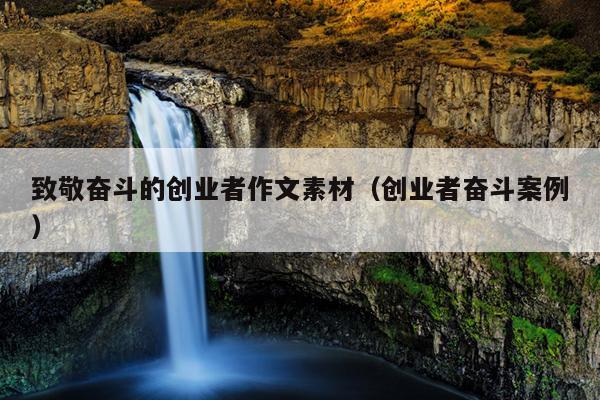 致敬奋斗的创业者作文素材(创业者奋斗案例) 致敬奋斗的创业者作文素材(创业者奋斗案例)