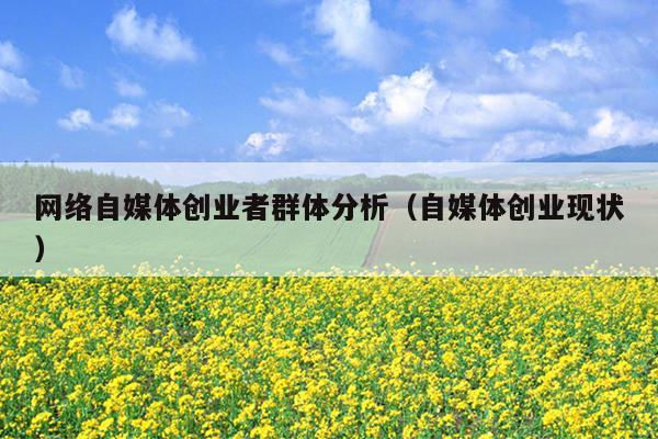 网络自媒体创业者群体分析(自媒体创业现状) 网络自媒体创业者群体分析(自媒体创业现状)
