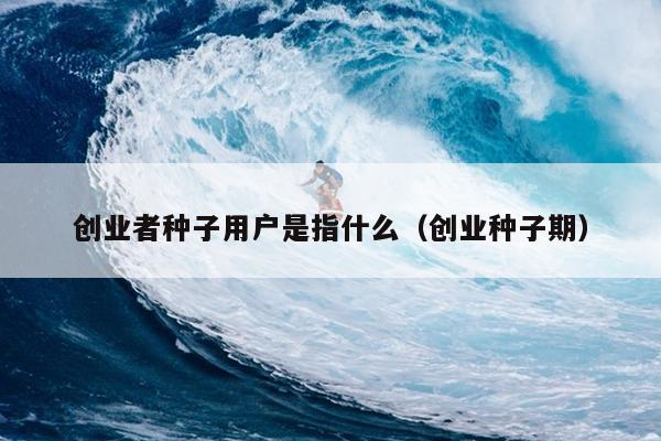 创业者种子用户是指什么(创业种子期) 创业者种子用户是指什么(创业种子期)